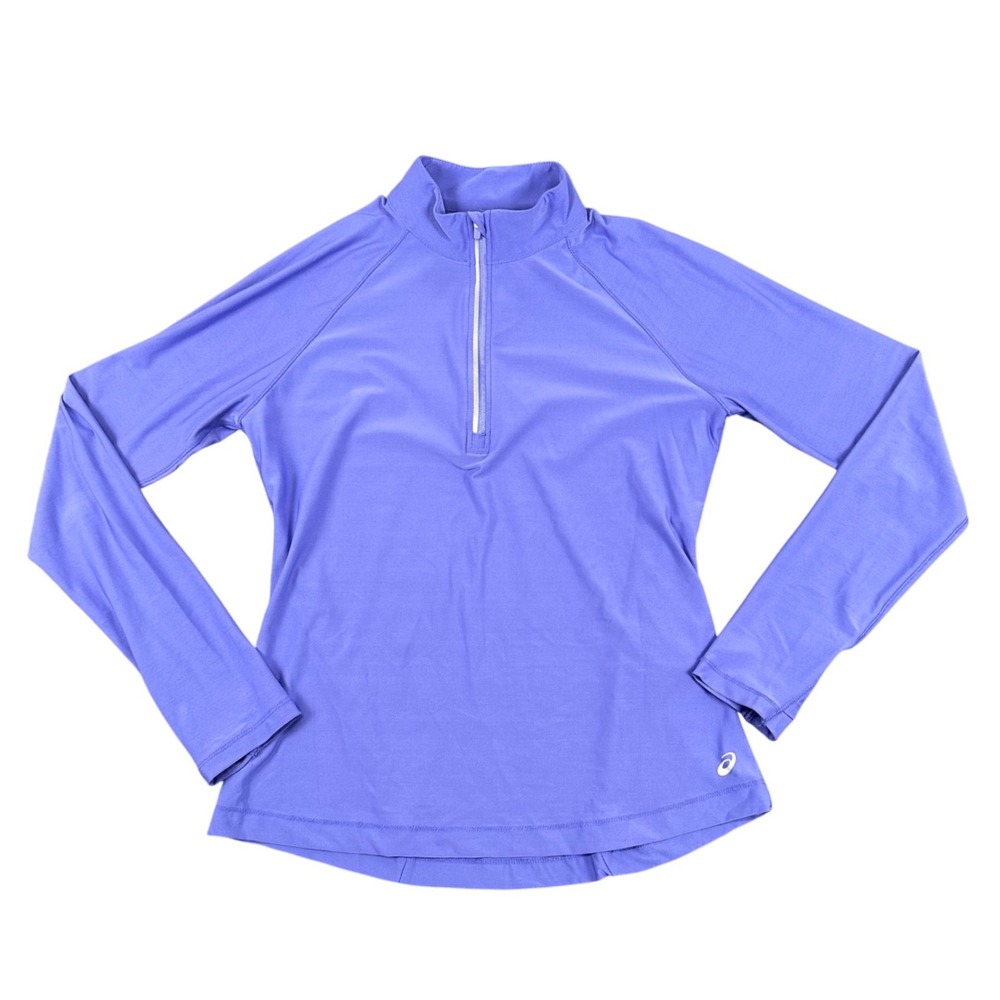 ASICS Quarter Zip Long Sleeve Top Pullover Womens Medium Purple Activewear